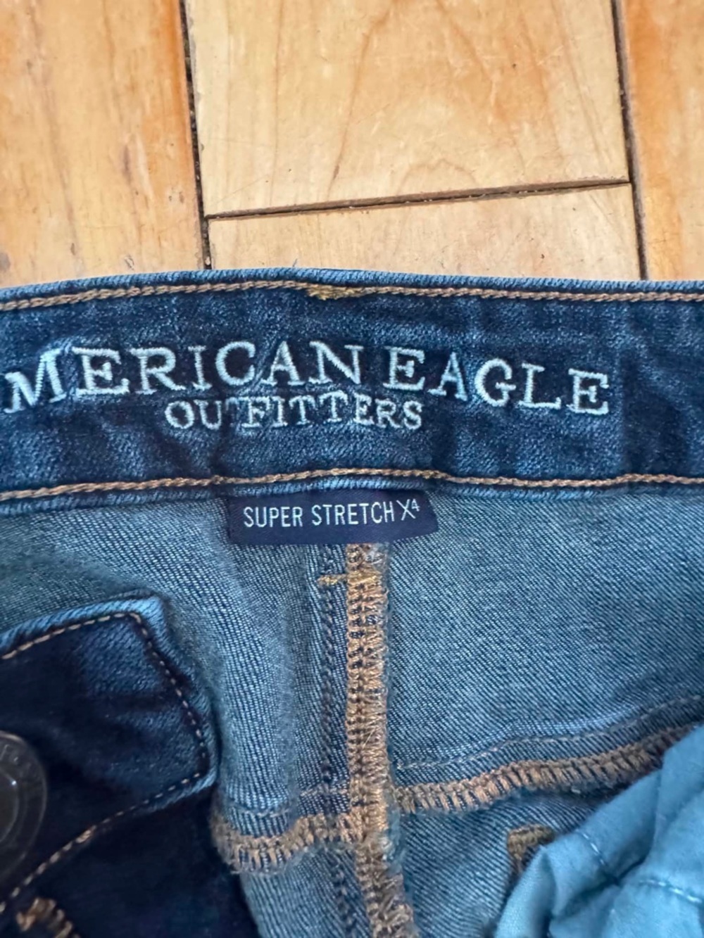 American Eagle Super Stretch X4 Skinny Jeans Size 6 - Dark Wash Gorpcore Boho - Picture 4 of 5